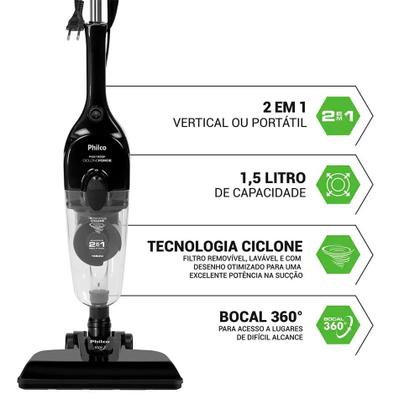Imagem de Aspirador de Pó Vertical Philco 2 em 1 1450w PAS1600P 127v