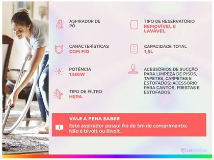 Imagem de Aspirador de Pó Vertical Philco Filtro Ciclone