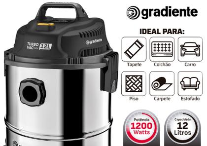 Imagem de Aspirador Pó E Água Inox Turbo Vac 12l 1200w Gradiente 220v