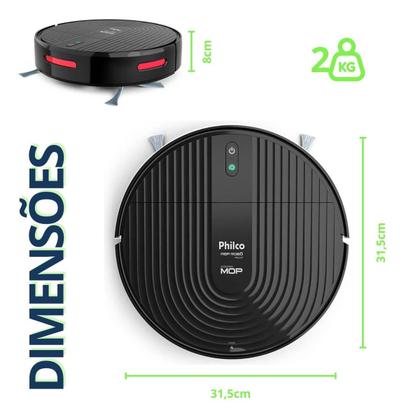 Imagem de Aspirador Pó Robô Philco PAS22P MOP Filtro Hepa Bivolt 35w Bivolt 600ml Aspira Passa Pano Seco Mop