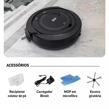 Imagem de Aspirador Robô Robot W9 Limpeza Inteligente 2000pa monitor de ambiente sensores anti queda 2600mAh