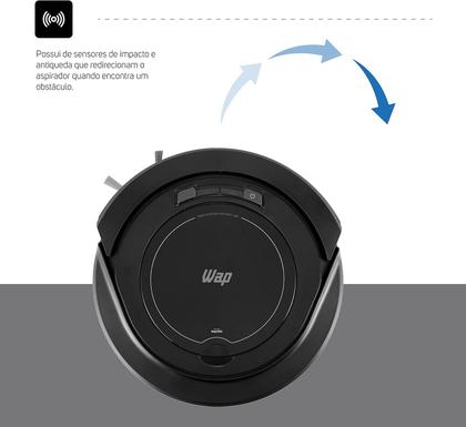 Imagem de Aspirador Robô Robot W9 Limpeza Inteligente 2000pa monitor de ambiente sensores anti queda 2600mAh
