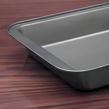 Imagem de Assadeira Antiaderente 42x28cm Forma Bolo Lasanha Pão Caseiro Retangular Teflon Grande Kit Assar
