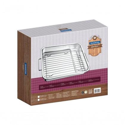 Imagem de Assadeira Com Grelha Tramontina Service 39 X 33cm Em Aço Inox