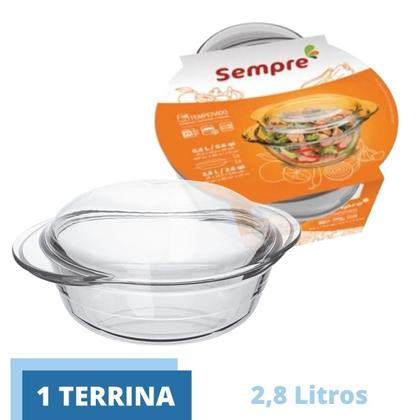 Imagem de Assadeira de Vidro Terrina 2,8L Base 1,9L Tampa 0,9L Nadir
