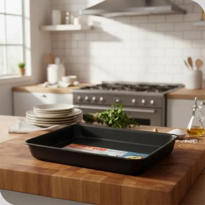 Imagem de Assadeira Forma Retangular Pequena Teflon Preta Rasa Jolly
