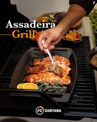 Imagem de Assadeira Grill  Ferro Fundido Furada Peixe e Aves