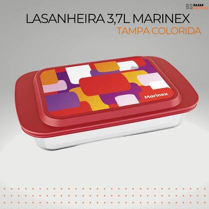 Imagem de Assadeira Lasanheira Retangular 3,7lC/tampa Colorida Marinex