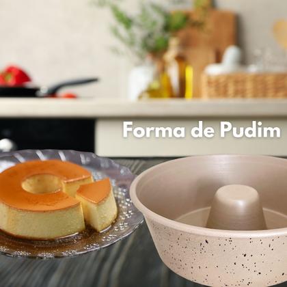 Imagem de Assadeira Redonda De Pudim Bolo Com Furo no Meio Cor Granito Externo Aluminio Com Teflon Antiaderente Não Gruda