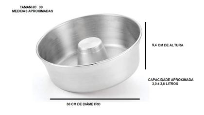 Imagem de Assadeira Redonda Forma Cone Canudo Para Bolo Pudim Alumínio Grosso Polido IF35 N 30