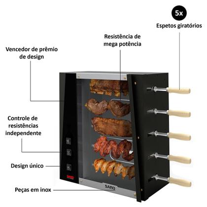 Imagem de Assador Elétrico 5 Espetos Rotativos Saro CHR11 127V