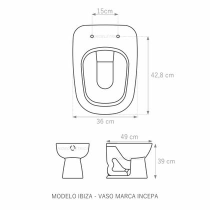 Imagem de Assento Almofadado Ibiza Cinza Claro Tampa para Bacia Incepa