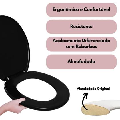 Imagem de Assento Almofadado Slim Preto + Lixeira Preta 8L Click