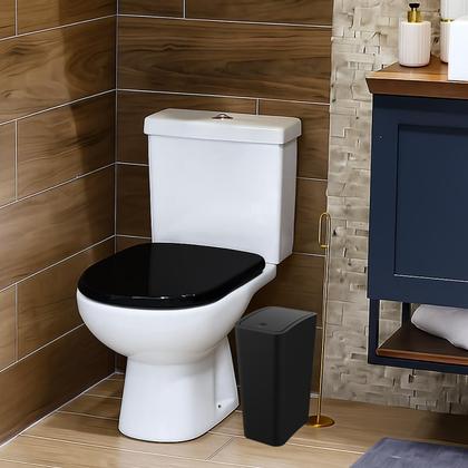 Imagem de Assento Almofadado Slim Preto + Lixeira Preta 8L Click