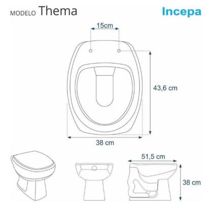 Imagem de Assento Almofadado Thema Branco Para Louça Incepa