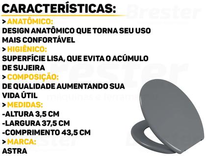 Imagem de Assento Básico Com Tampa Para Privada Vaso Sanitário Oval Universal Soft Astra 