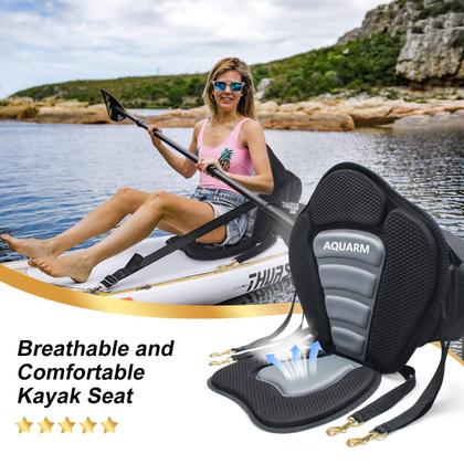 Imagem de Assento de caiaque AQUARM Deluxe, canoa acolchoada com encosto e bolsa