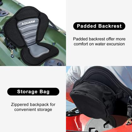 Imagem de Assento de caiaque AQUARM Deluxe, canoa acolchoada com encosto e bolsa