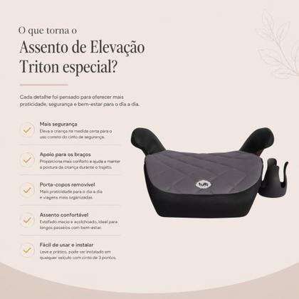 Imagem de Assento de Elevação para Carro Triton Tutti Baby 15 a 36kg Preto e Cinza