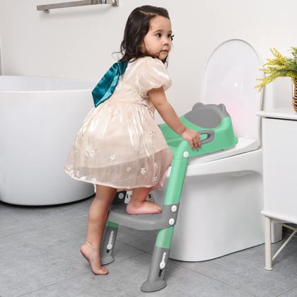 Imagem de Assento de Treinamento para Vaso SKYROKU com Escada - Cinza e Verde