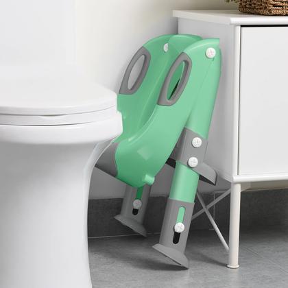 Imagem de Assento de Treinamento para Vaso SKYROKU com Escada - Cinza e Verde