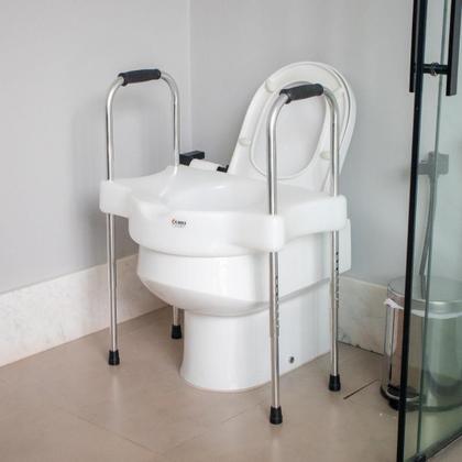 Imagem de Assento Elevado Sanitário Com Barra de Apoio Ajustável Sit V Carci Praticidade e Segurança