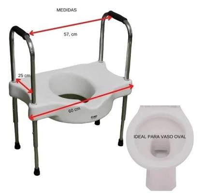 Imagem de Assento Elevado Sanitário Com Barra de Apoio Ajustável Sit V Carci Praticidade e Segurança