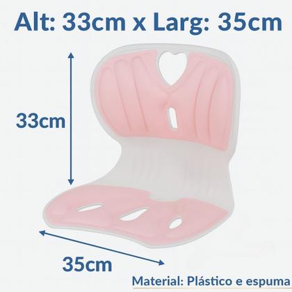 Imagem de Assento Ergonômico Estofado Com Apoio Lombar Coluna Postura Correta Portátil Leve Flexível Escritório Cadeirante Home Office