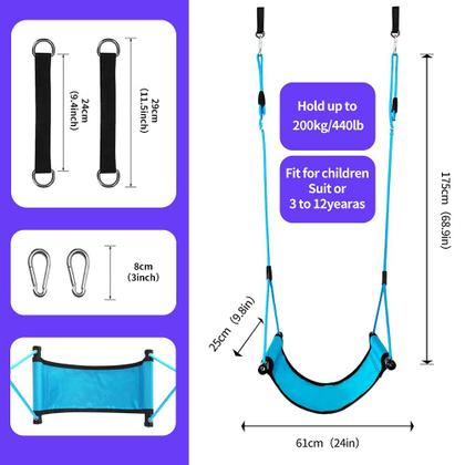 Imagem de Assento giratório ROPECUBE para crianças ao ar livre com cordas ajustáveis, azul