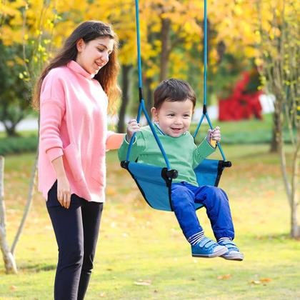Imagem de Assento giratório ROPECUBE para crianças ao ar livre com cordas ajustáveis, azul