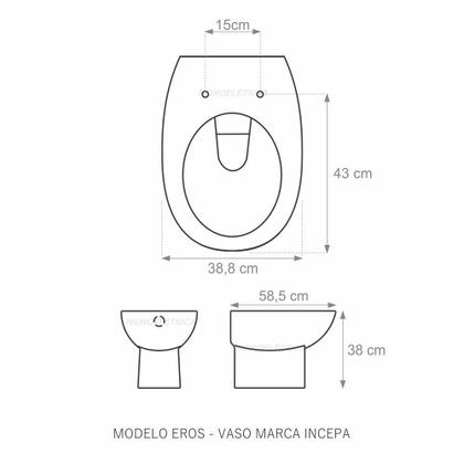 Imagem de Assento Laqueado Eros Branco Tampa Para Vaso Incepa Em Mdf