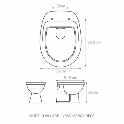 Imagem de Assento Laqueado Village Preto Tampa para Vaso Deca em MDF