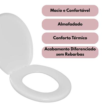 Imagem de Assento Oval Almofadado Branco + Lixeira Branca 8L Click