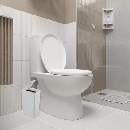 Imagem de Assento Oval Almofadado Branco + Lixeira Branca 8L Click