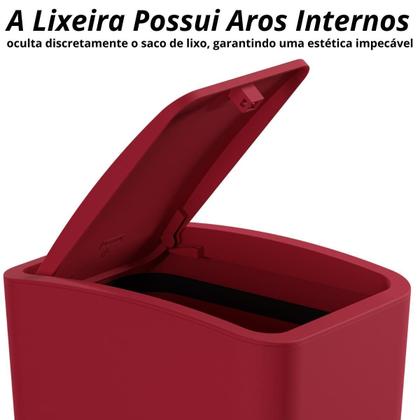Imagem de Assento Oval Almofadado Vermelho + Lixeira Vermelha 8L Click