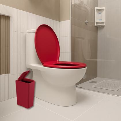 Imagem de Assento Oval Almofadado Vermelho + Lixeira Vermelha 8L Click