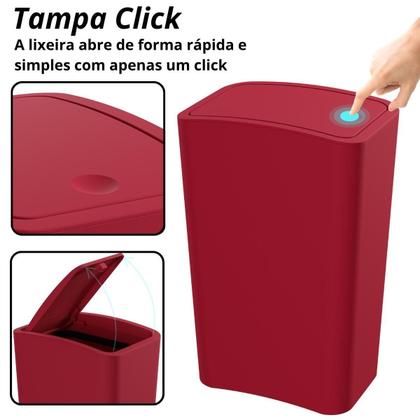 Imagem de Assento Oval Almofadado Vermelho + Lixeira Vermelha 8L Click