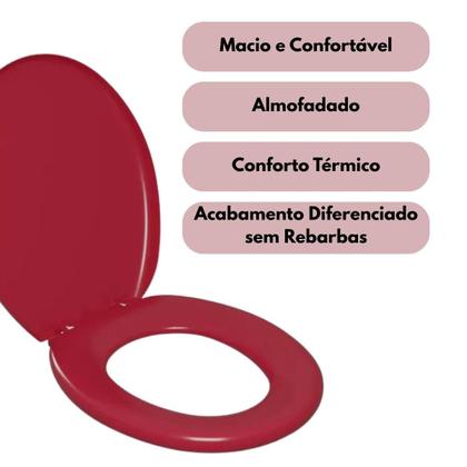 Imagem de Assento Oval Almofadado Vermelho + Lixeira Vermelha 8L Click