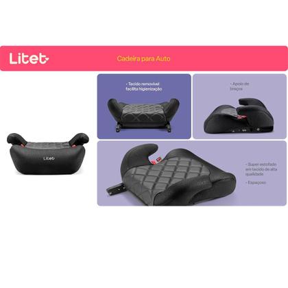 Imagem de Assento para Auto Booster com Isofix Yukon FX 15-36kg Grupo II e III Litet BB476 Preto