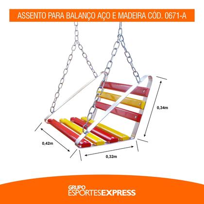 Imagem de Assento para Balanço Tipo Cadeirinha de Aço e Madeira - Cód. 0671-A
