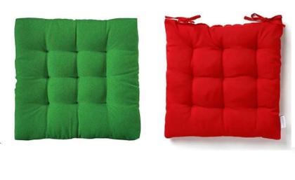 Imagem de Assento Para Cadeira Almofada Futon 1 Verde 1 Vermelha 40X40