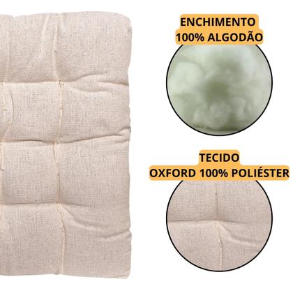 Imagem de Assento Para Cadeira Futon Confort Com Fitas Para Amarrar Pallet Banco Banqueta Encosto Macio 40x40cm 100% Algodão