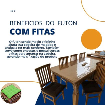 Imagem de Assento Para Cadeira Futton Maio C/Fitas Para Amarrar Em Bancos Banquetas Cadeiras Pallets Sofá 40x40cm Futon Com Diversos Modelos