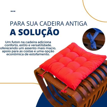 Imagem de Assento Para Cadeira Futton Maio C/Fitas Para Amarrar Em Bancos Banquetas Cadeiras Pallets Sofá 40x40cm Futon Com Diversos Modelos