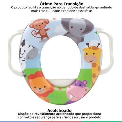 Imagem de Assento Redutor Infantil Com Alça Para Vaso Sanitário +12 Meses Safari Buba