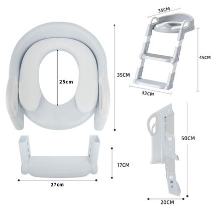 Imagem de Assento Redutor Infantil De Vaso Sanitário Troninho Com Escada Dobrável Para Crianças Bebê Meninos E Meninas