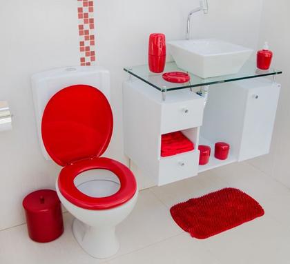 Imagem de Assento Sanitário Almofadado Banheiro Oval Vermelho Astra