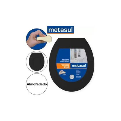 Imagem de Assento Sanitário Almofadado Plus Preto Metasul - Metasul