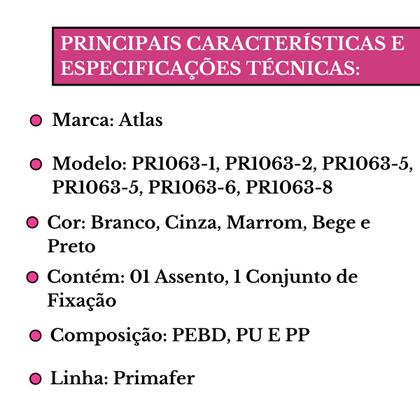 Imagem de Assento Sanitário Almofadado Tampa Privada Vaso Universal Oval Atlas Reforçado Alcochoado Clássico