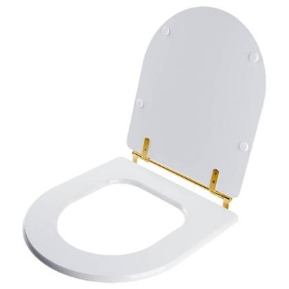 Imagem de Assento Sanitário Calypso Branco para vaso Incepa Com Ferragem Dourada